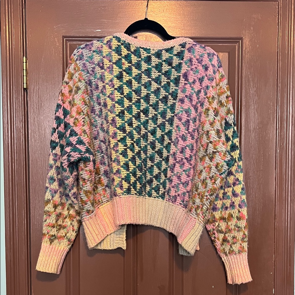 Anthropologie Stained Glass Multicolor Patterned Women's Sweater S Rare HTF - Picture 6 of 8